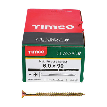 TIMCO Classic Screw PZ3 CSK ZYP 6.0 x 90 Gold Pack 100