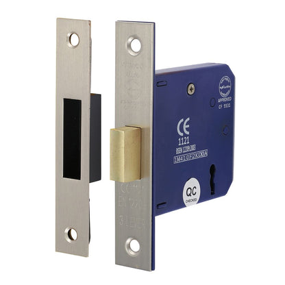 TIMCO 3 Lever Deadlock Sat. Nickel 78mm Pack 1