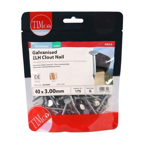 TIMCO Clout Nail ELH - Galvanised 40 x 3.00 Pack 0.5