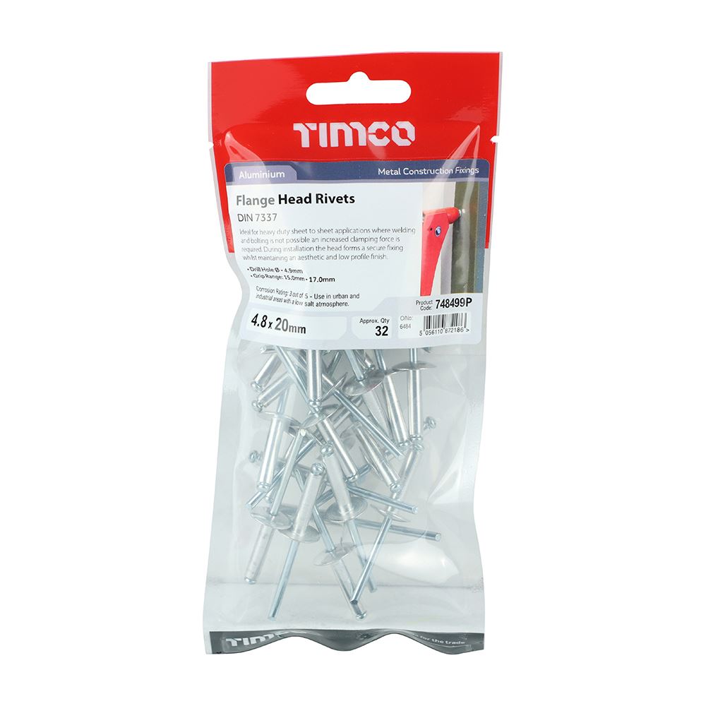 TIMCO Rivets - Flange Head - Alumin. 4.8 x 20 Pack 32
