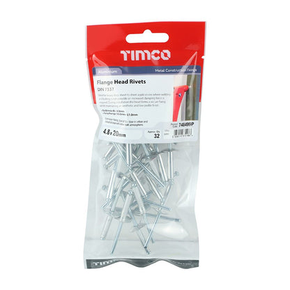 TIMCO Rivets - Flange Head - Alumin. 4.8 x 20 Pack 32