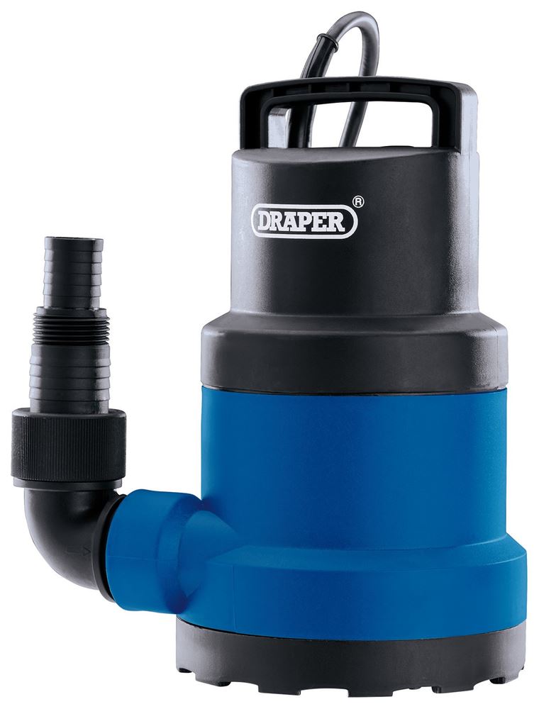 98911 Draper 230V Submersible Clean Water Pump, 108L/min, 250W SWP121 Submersible Water Pumps Professional Trade DIY Workshop Garage Use