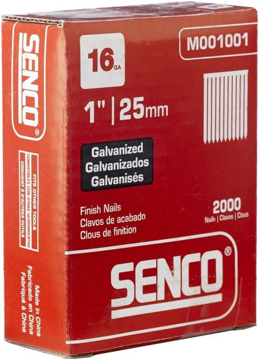 Senco 16 Gauge Straight Brad Nails 25mm Galvanised Finish Nails Pack 2000 RX13EAA