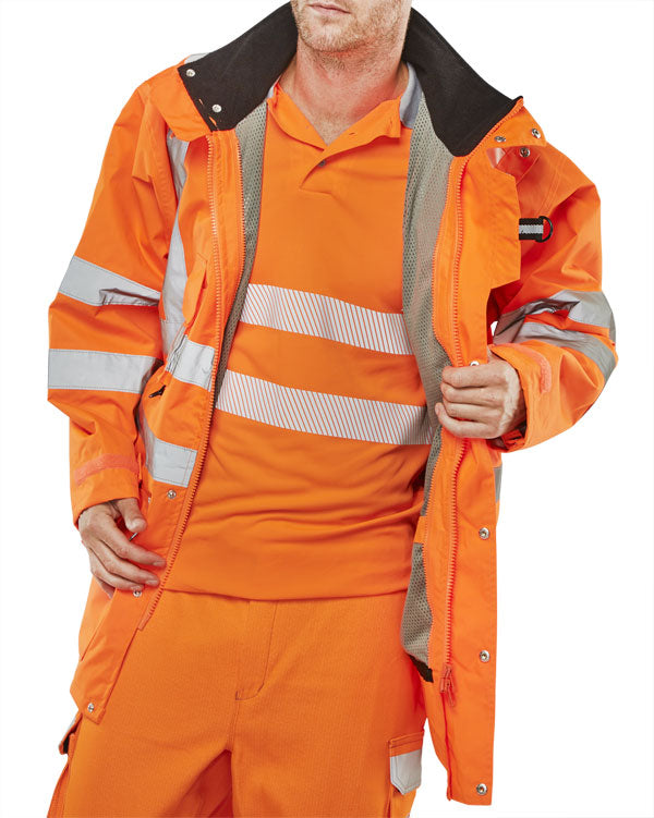 Beeswift - ELSENER 7 IN 1 Work Jacket Hi Vis All Sizes Yellow orange