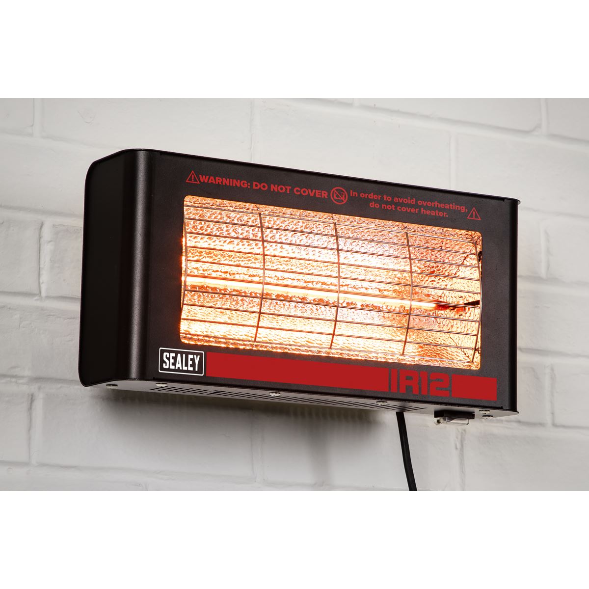 Sealey IR12 Wall Mounting Infrared Quartz Heater 1200W/230V | Electric heater with infrared quartz lamp. | Reaches maximum output within seconds.