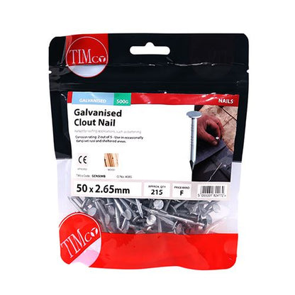 TIMCO Galvanised Clout Nails Roofing Nails Available in All Sizes and Pack Quantities from 50 Pieces to 25kg for Roofing Felt Timber and General Construction