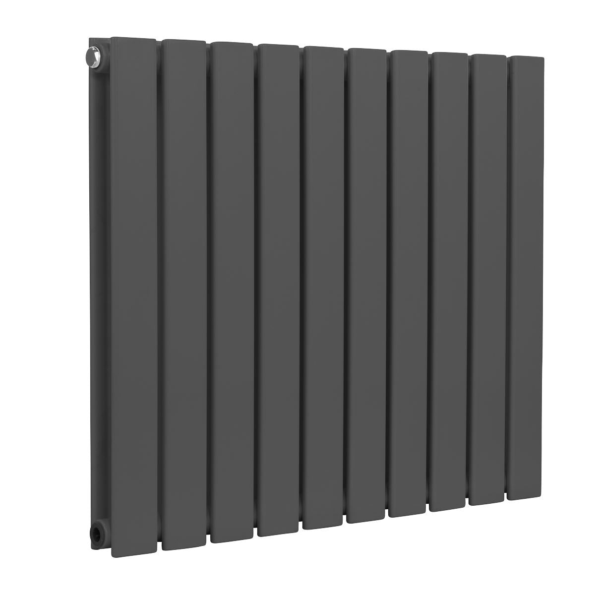 Baridi DH340 Horizontal Radiator Contemporary Double Flat Panel Design 600 x 700mm - Anthracite | Steel | Horizontal flat panel design delivers a BTU