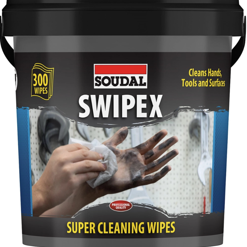 Soudal Swipex Wipes 300 Tub Heavy Duty Hand Tool Sealant Cleaner