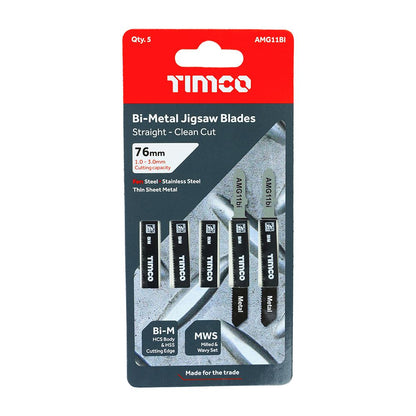 TIMCO Bi-Met Jigsaw Blade for Metal T118AF Pack 5
