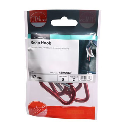 TIMCO Snap Hooks - Aluminium 47mm Pack 5