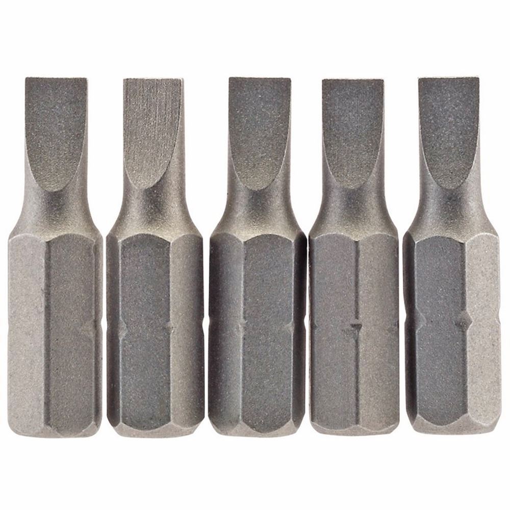 Draper 5PC 25MM 4.5MM P.SLOT.S/D BIT 64008 1/4" Hex. Plain Slot E Shank Insert Bits