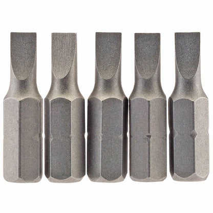 Draper 5PC 25MM 4.5MM P.SLOT.S/D BIT 64008 1/4" Hex. Plain Slot E Shank Insert Bits