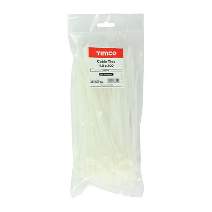 TIMCO Cable Tie Natural 4.8 x 200 Pack 100