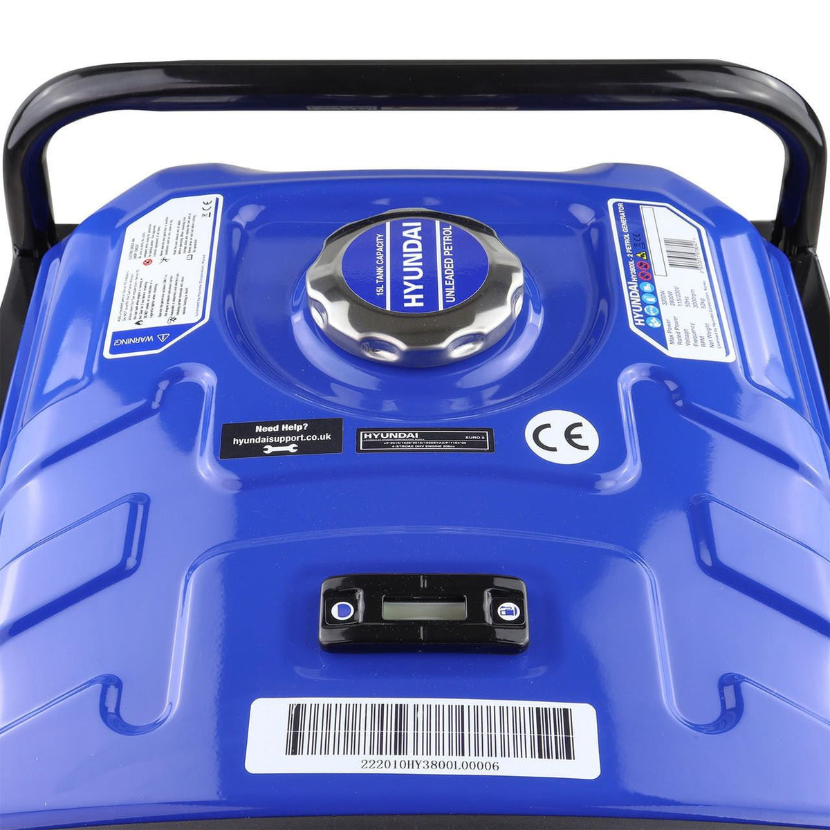 Hyundai HY3800L-2 Petrol Generator 3.2kW 4kVA Recoil Start Portable Site Power Backup Power Portable Backup Site Power