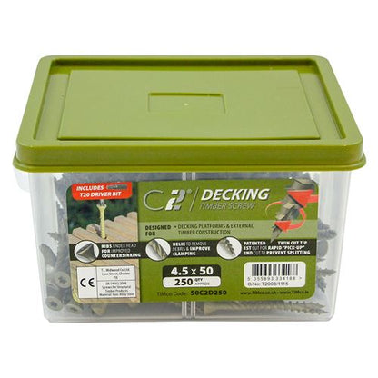 TIMCO C2 Deck-Fix TX20 CSK GRN TUB 4.5 x 50 Green Pack 250