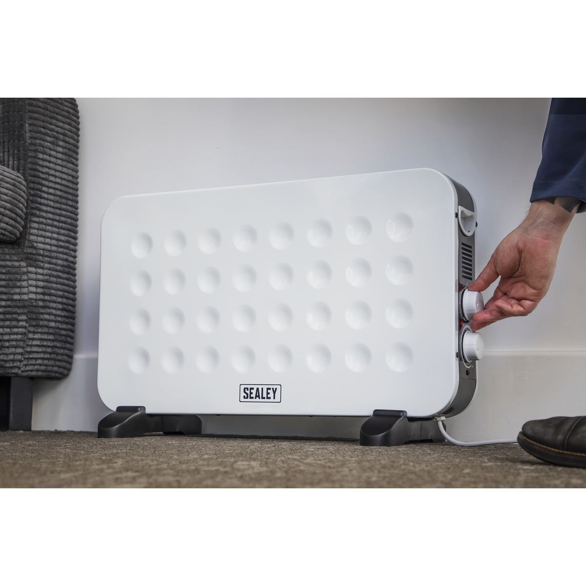 Sealey CD2013 Convector Heater 2000W/230V | 750/1250/2000W, Thermostat, Overheat Protection | Modern design convector heater with three heat settings