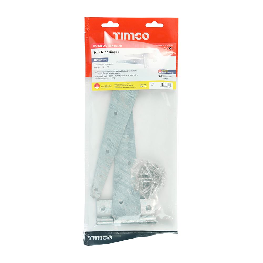 TIMCO Scotch Tee Hinge Pair HDG 10" Pack 1