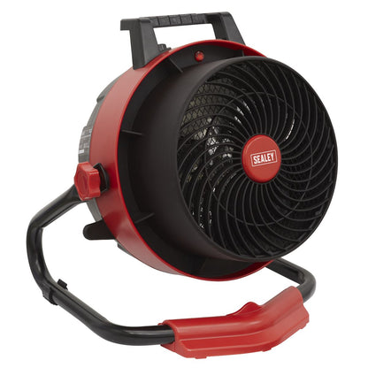 Sealey FH3000 Industrial Fan Heater 3000W/230V | 0-3000W, 230V ~ 50Hz, Thermostat, Tip-Over Switch | Portable industrial heater with two heat settings