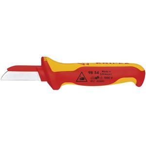 18872 KNIPEX KNIPEX 98 54 SB VDE Cable Knife, Back of Blade Plastic Coated, 190mm VDE and Electricians Knives Professional Trade DIY Workshop Garage
