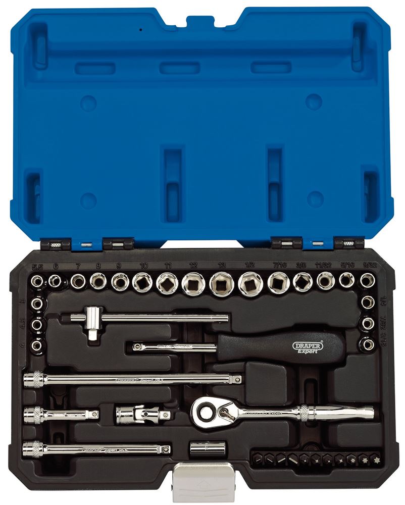 Draper 1/4 SQ.DR 40PC SOCKET SET 16464 1/4 Sq. Dr. Combined MM/AF Socket Set (40 Piece)