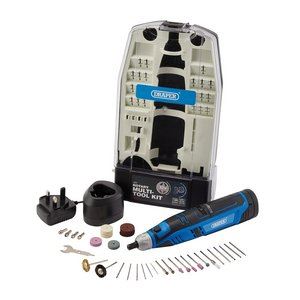 Draper 12V LI ROTARY MULTI TOOL SET 70298 70298 12V Rotary Multi-Tool Kit, 1 x 1.5Ah Battery, 1 x Fast Charger (50 Piece)