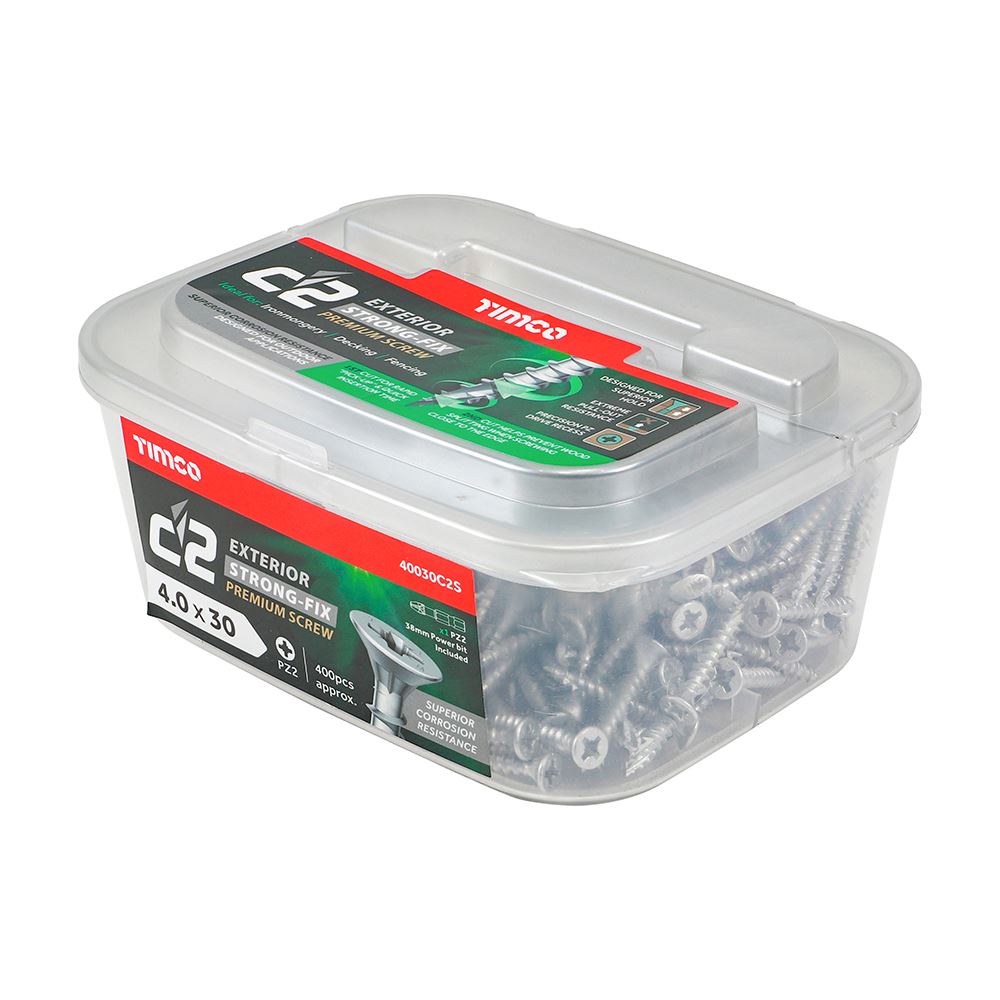 TIMCO C2 Strong-Fix Exterior PZ2 CSK 4.0 x 30 Silver Pack 400