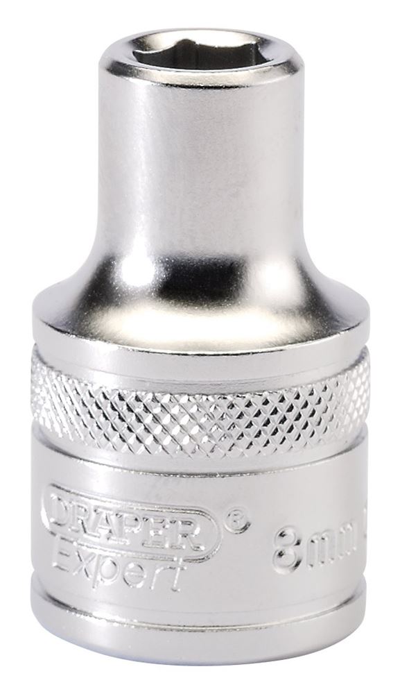 Draper 8MM 6PT SOCKET 1/2 DR-PCKD 16595 1/2" Sq. Dr. Metric Sockets (Micro Satin Chrome)