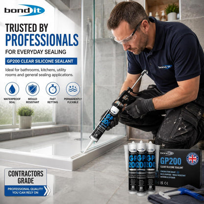 Bond It GP200 General Purpose Silicone Sealant 275ml – All Colours – Waterproof, Fast Setting and Mould Resistant for Interior and Exterior Use