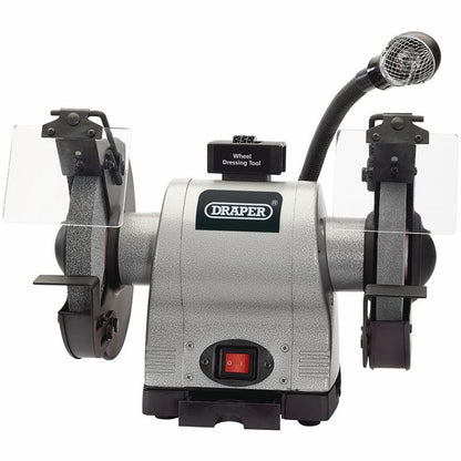 Draper 8H/D B/GRINDER C/W LIGHT 230V 05097 200mm Heavy Duty Bench Grinder with Worklight (550W)