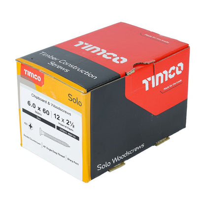 TIMCO Solo Woodscrew PZ3 CSK Zinc 6.0 x 60 Silver Pack 200