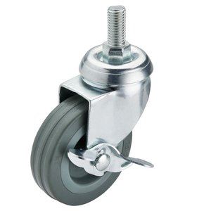 Draper RUBBER CAST.BOLT/BK.-75MM DIA 65476 Rubber Wheeled Swivel Bolt Castors with Brake