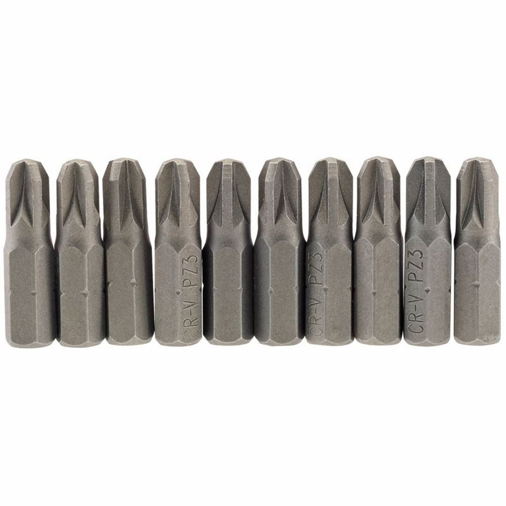 Draper 10PC 25MM NO3 PZ.S/D BIT 64057 1/4" Hex. PZ TYPE E Shank Insert Bits