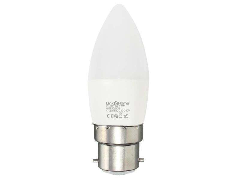LTH Wi-Fi LED BC (B22) Opal Candle Dimmable Bulb, White + RGB 470 lm 5.5W