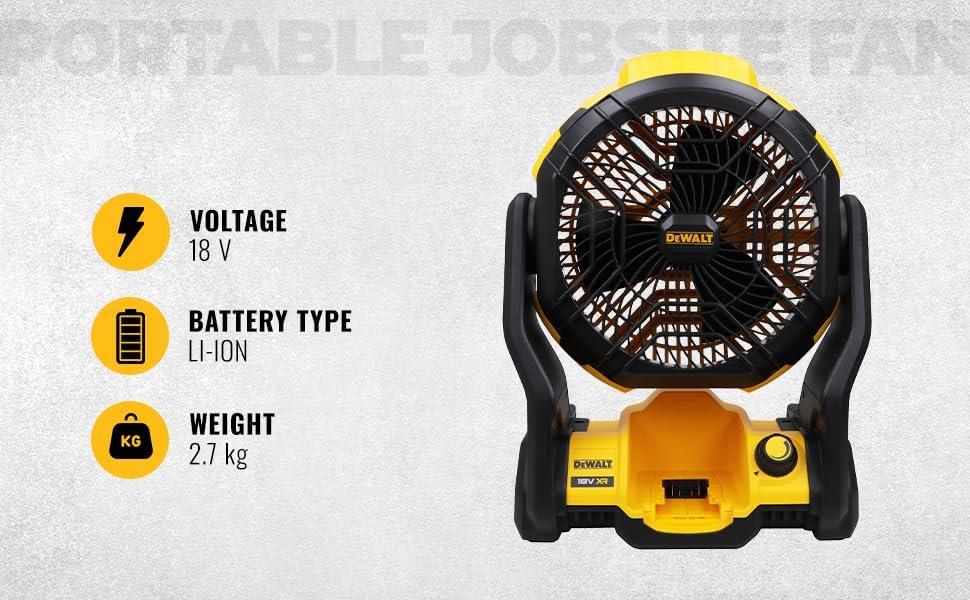 DEWALT DCE512N XR Brushless Fan 18V Cordless Portable Fan Bare Unit