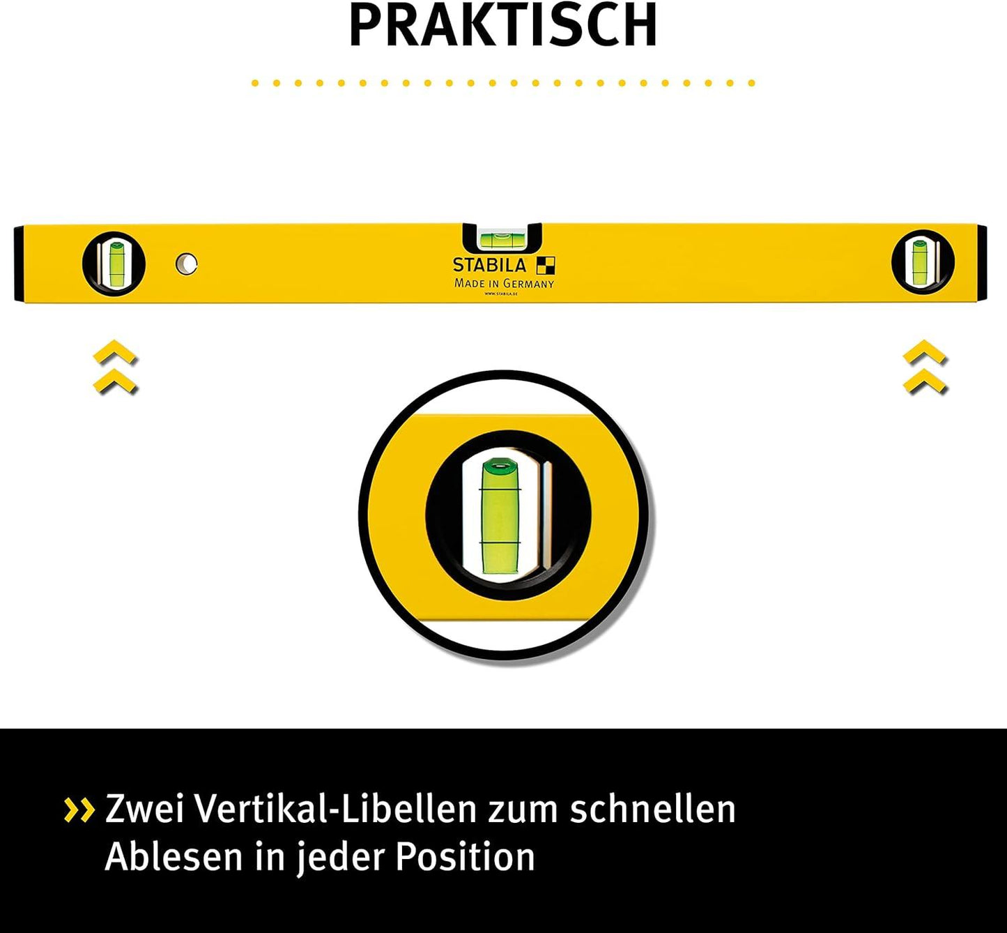 STABILA Type 70-2 Double Plumb Spirit Level All Sizes – 3 Vial Lightweight Aluminium Level with Long-Term Accuracy
