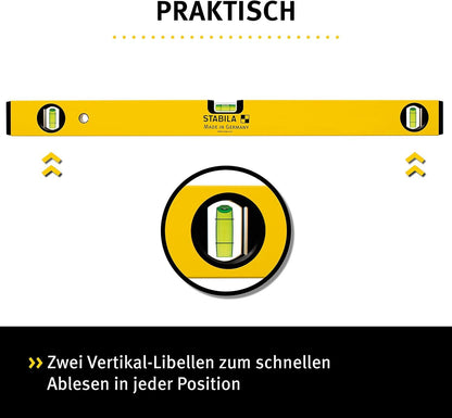STABILA Type 70-2 Double Plumb Spirit Level All Sizes – 3 Vial Lightweight Aluminium Level with Long-Term Accuracy