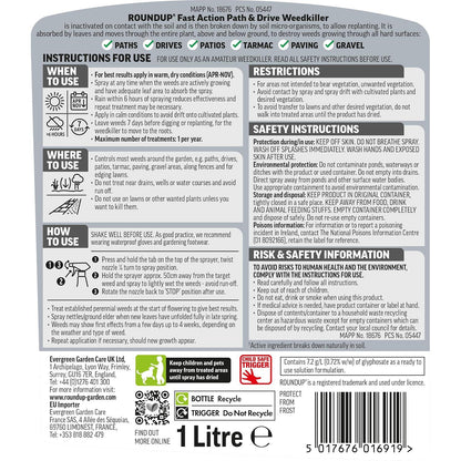 Roundup Path Weedkiller 1L Ready to Use Systemic Weed Killer for Paths Drives Patios 30m² Coverage