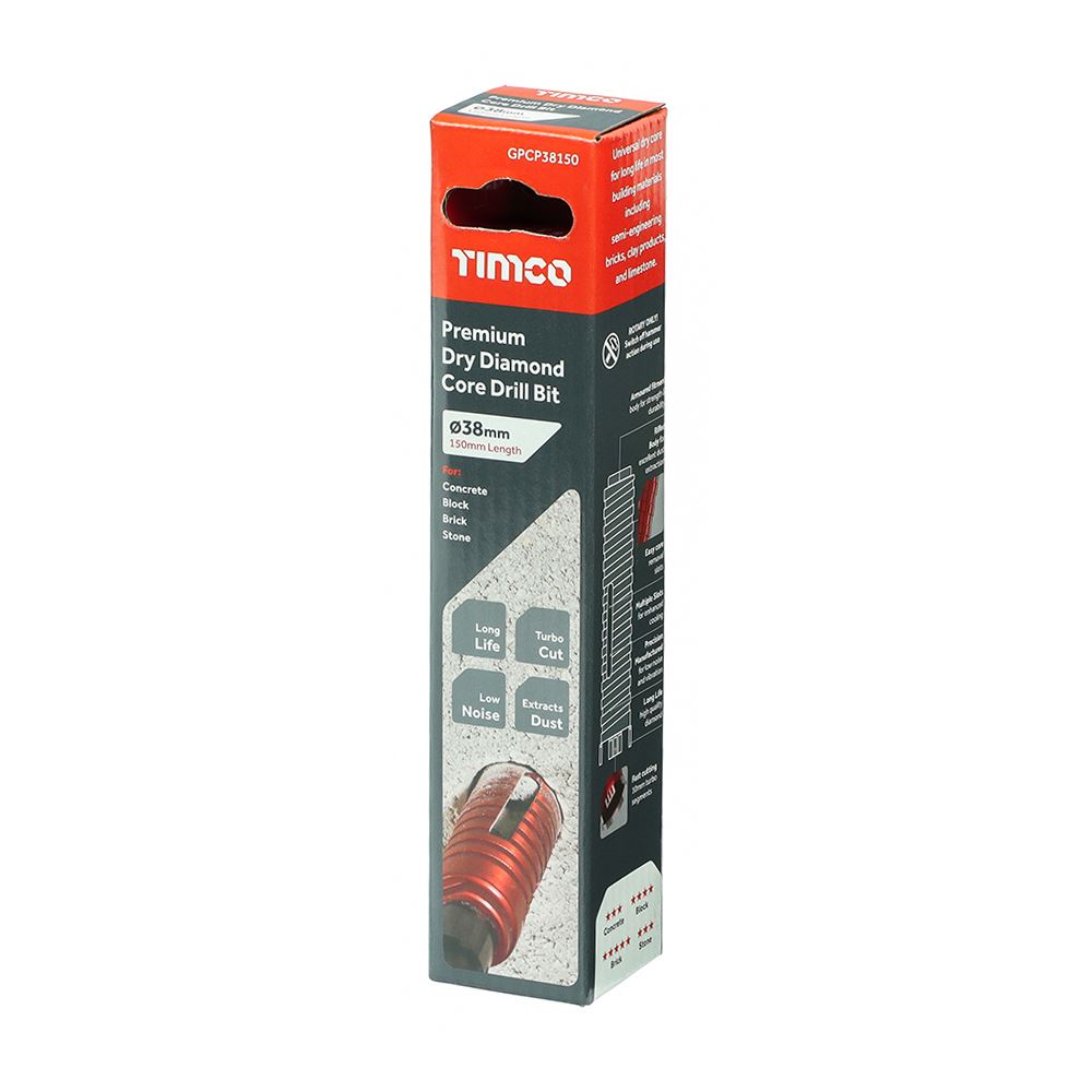TIMCO Dry Diamond Core Bit 38 x 150mm Pack 1