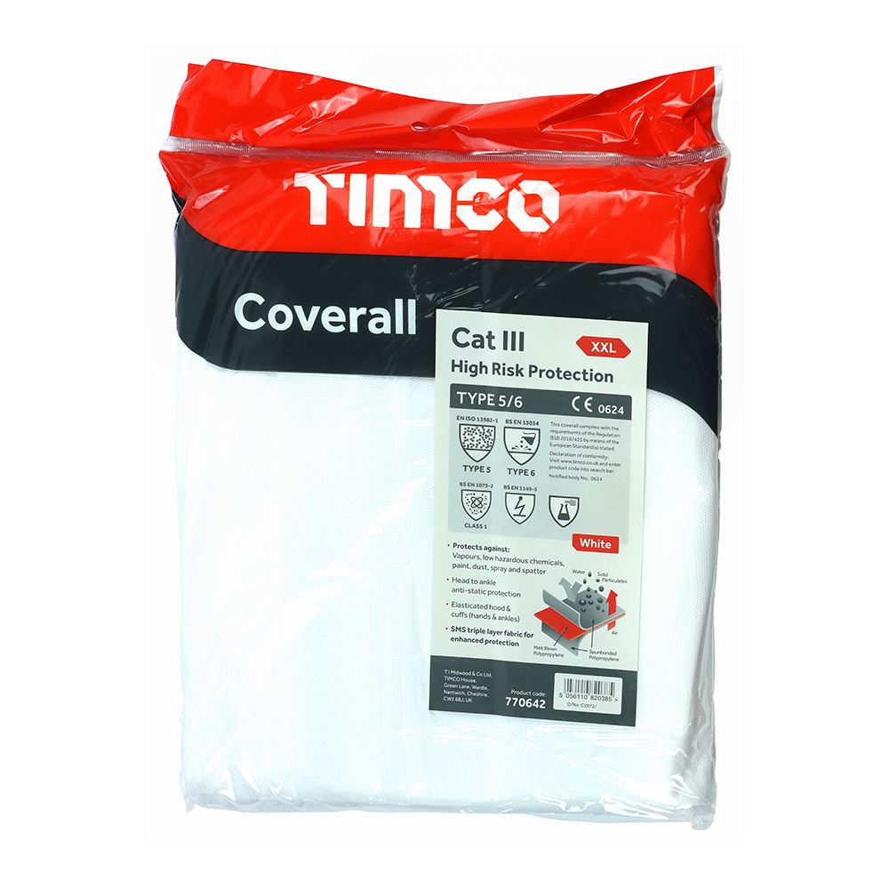 TIMCO Type 5/6 Coverall White XX Large Pack 1