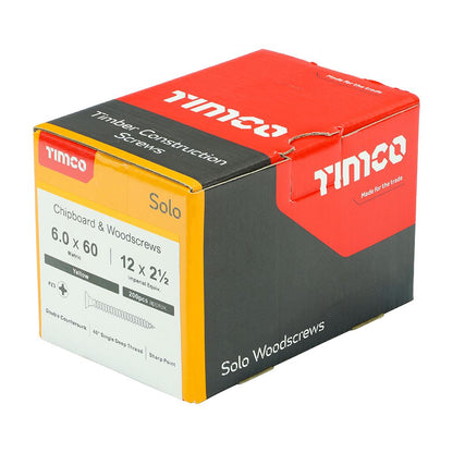 TIMCO Solo Woodscrew PZ3 CSK ZYP 6.0 x 60 Gold Pack 200