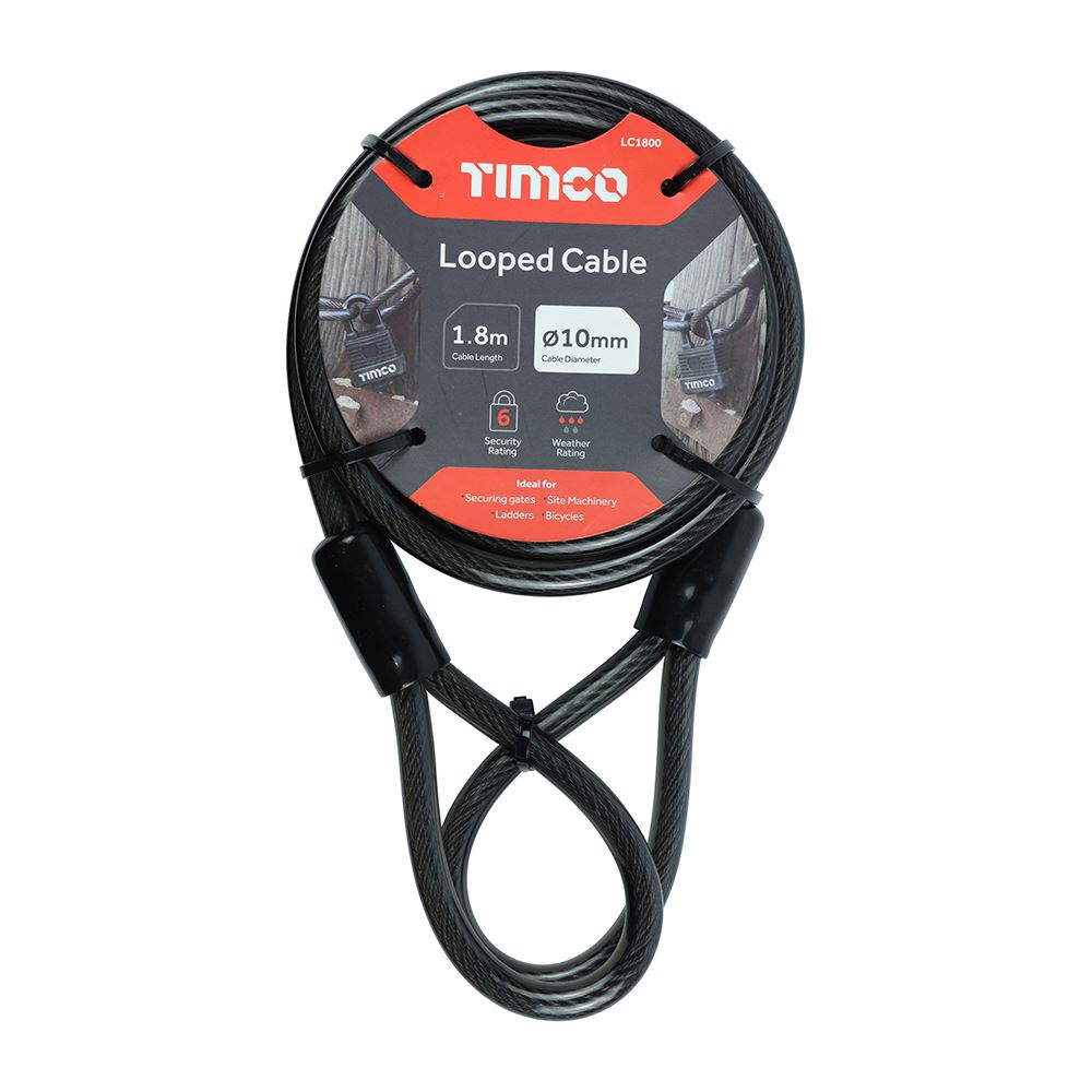 TIMCO Looped Security Cable 10mm x 1.8m Pack 1
