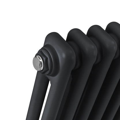 Baridi DH365 Horizontal Traditional 2 Column Radiator 600 x 1147mm - Black | Steel | Horizontal traditional two column radiator delivers a BTU output