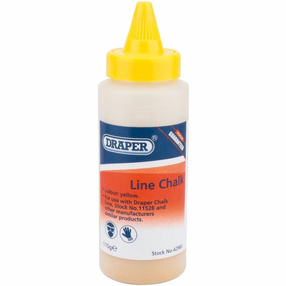 42983 Draper Plastic Bottle of Yellow Chalk for Chalk Line, 115g LCY/H Brick Lines and Pins Professional Trade DIY Workshop Garage Use