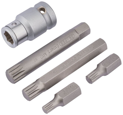 Draper XZN BIT & HOLDER SET 5PC. 83567 1/2" Sq. Dr. Spline Bit Set (5 Piece)