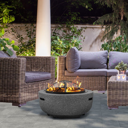 Dellonda DG189 Round MgO Fire Pit with BBQ Grill & Safety Mesh Screen 60cm - Dark Grey | Magnesium Oxide | The fire pit is made from MgO (Magnesium