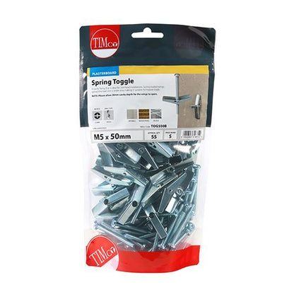 TIMCO Spring Toggle - BZP M5 x 50 Silver Pack 55