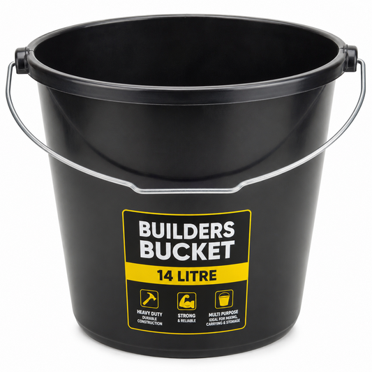 Yuzet 14L Black Builders Bucket Heavy Duty Plastic Mixing Carry Bucket