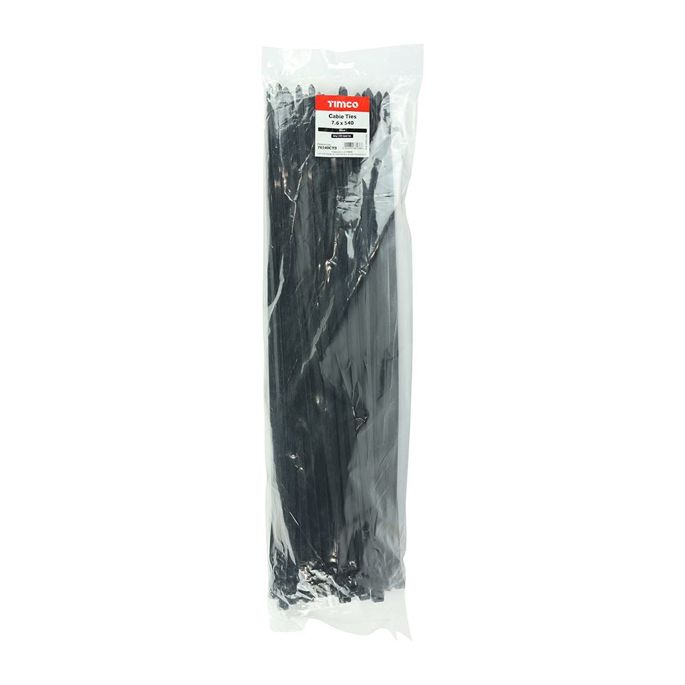 TIMCO Cable Tie Black 7.6 x 540 Black Pack 100