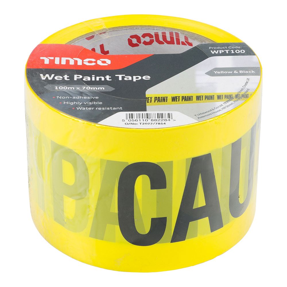 TIMCO Wet Paint Tape Black 70mm x 100m Pack 1.0