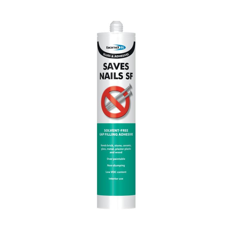 Bond It Saves Nails Solvent Free Grab Adhesive – High Strength Gap Filling Construction Adhesive for Wood, Brick, Concrete and Plasterboard